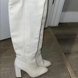 Zara cream leather over the knee boots